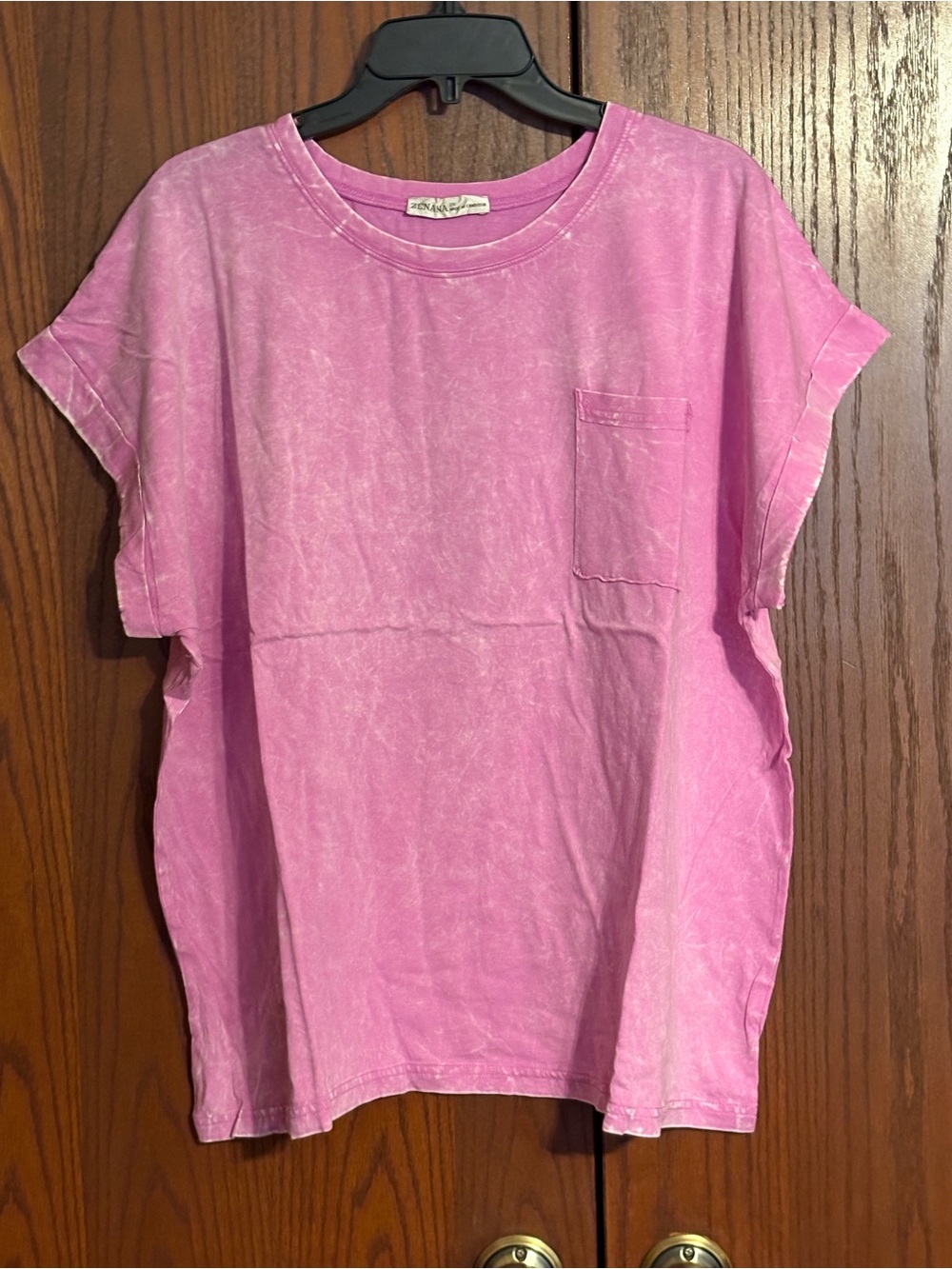 Zenana Outfitters Pink Short Sleeve Pocket Tee 2X